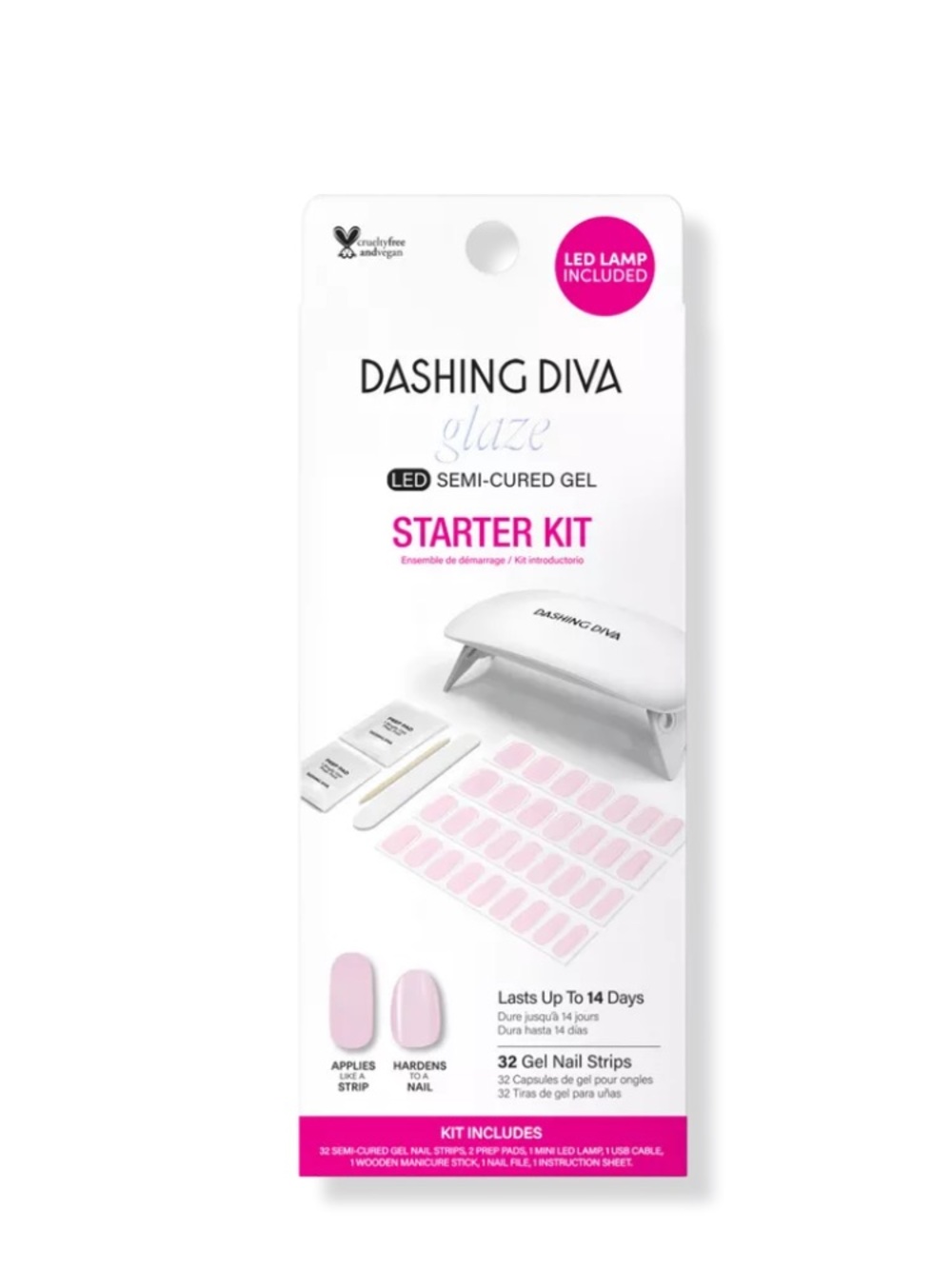Dashing Diva Powder Pink Glaze Starter Kit with LED Lamp in Powder Pink NEW!